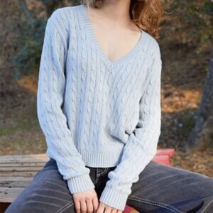 Brandy Melville John Galt Light Blue Leigh Cable Knit Sweater